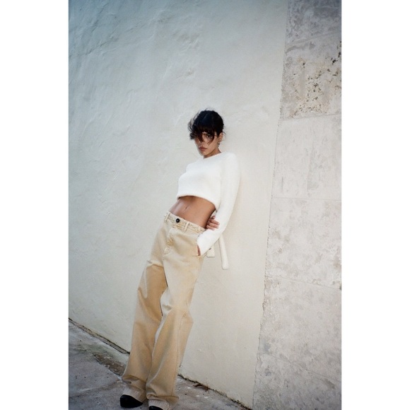 ZARA WIDE LEG MID RISE LOOSE FIT PANTS - Picture 2 of 6